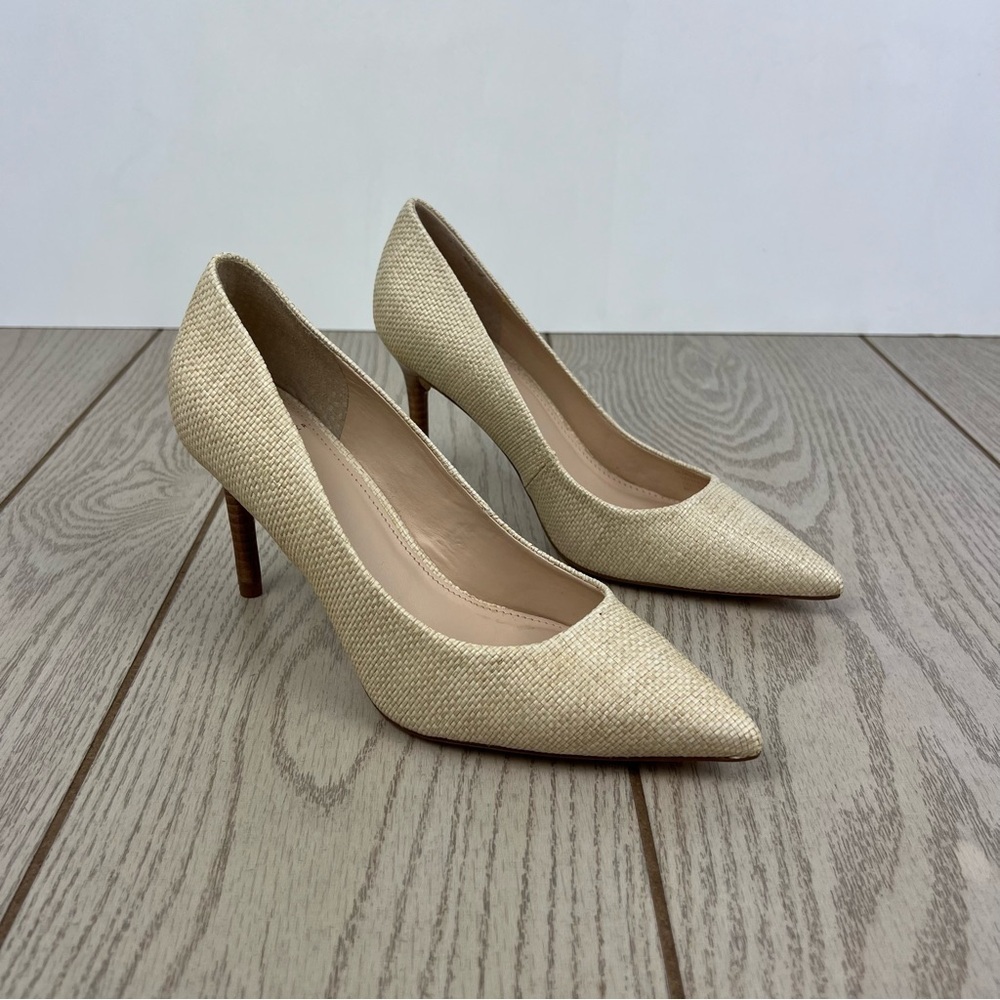 Marc Fisher LTD Women's Salley Woven Pointed Toe Pump 6M Medium Natural $130
